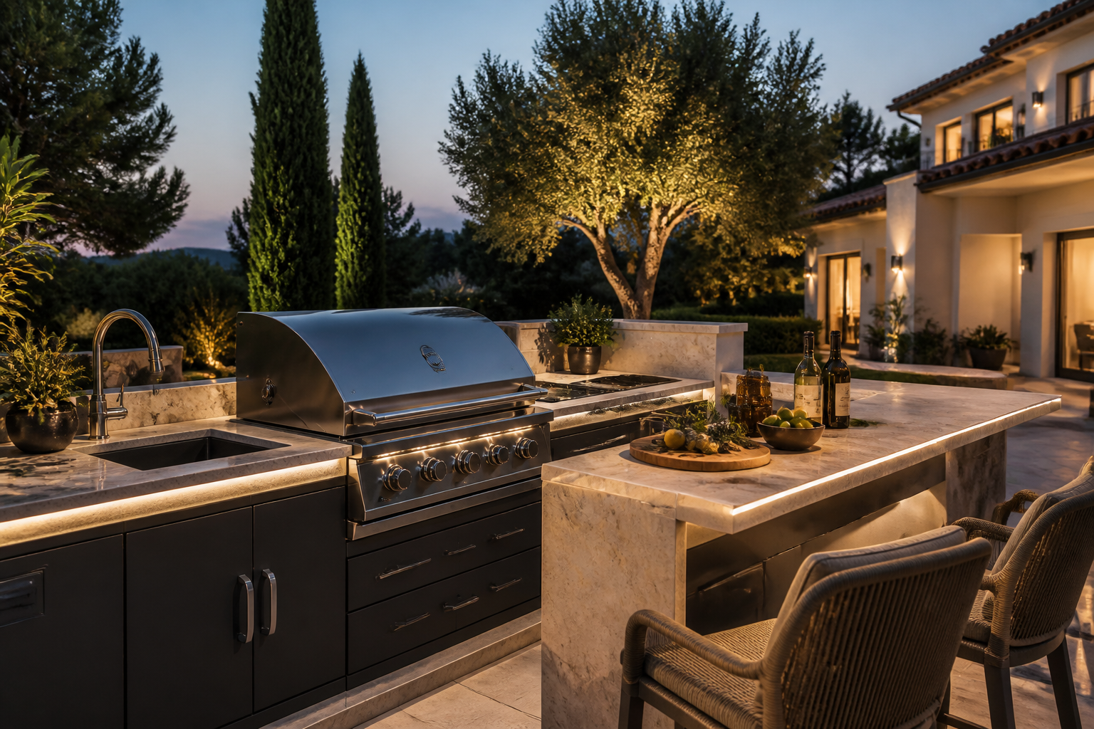 Cocina exterior de lujo y zona de barbacoa en la Costa del Sol